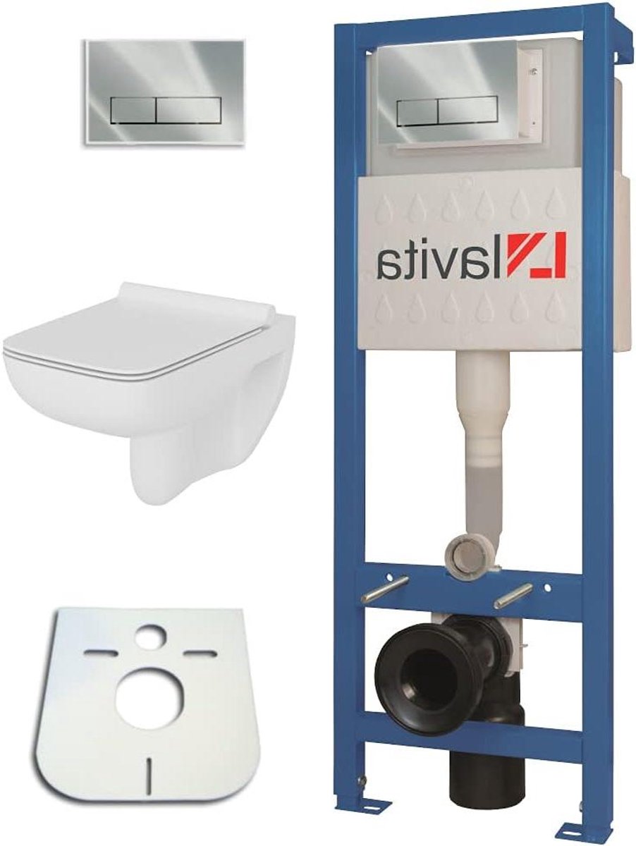 Toilet Set Compleet - Wandtoilet Set - Badkamer Installatie - Randloos Diepspoel - Standaard - Wit