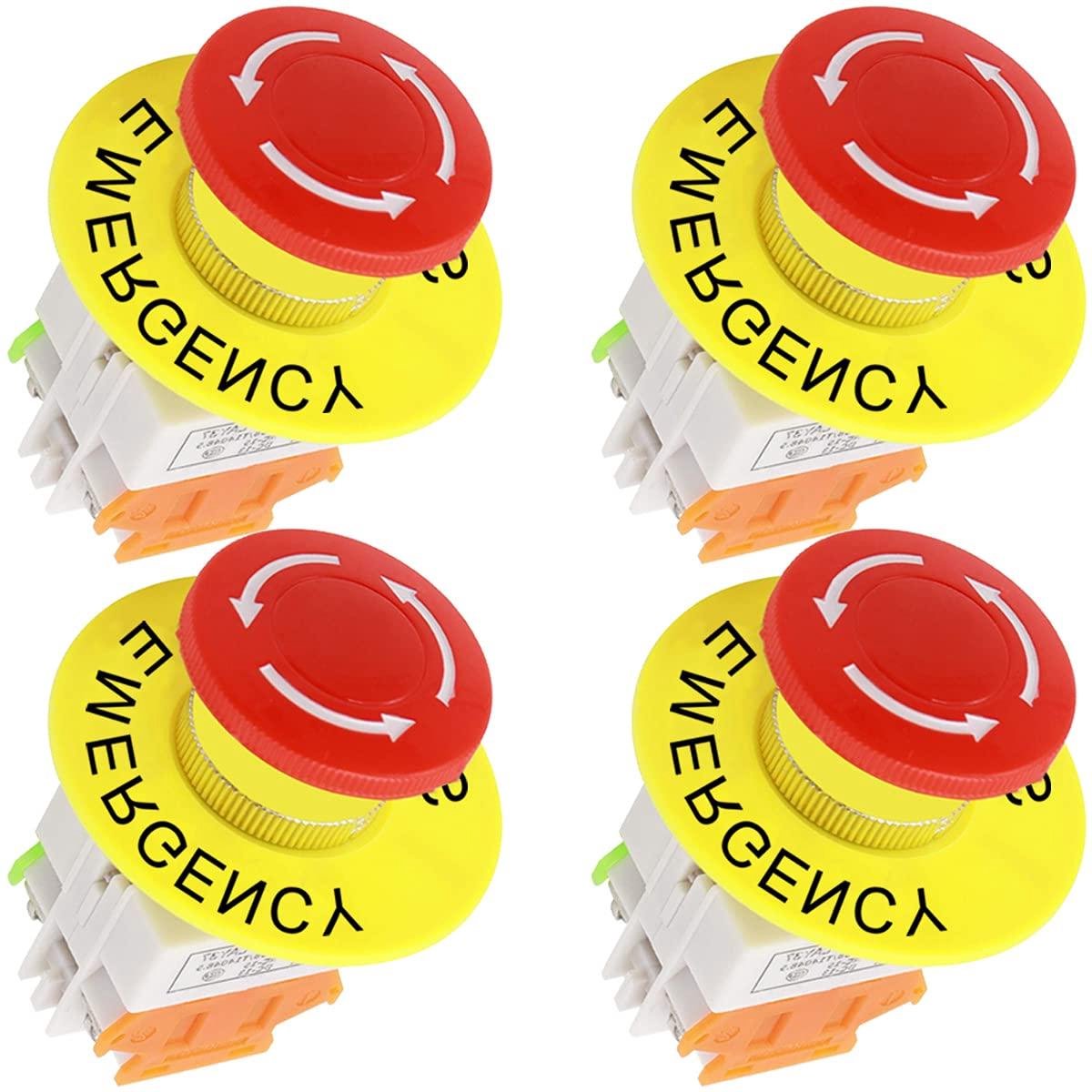 Noodstop Drukknop - Drukknop Schakelaar - Machine Bediening - Zelfhoudend DPST - 22mm Montagegat - Rood