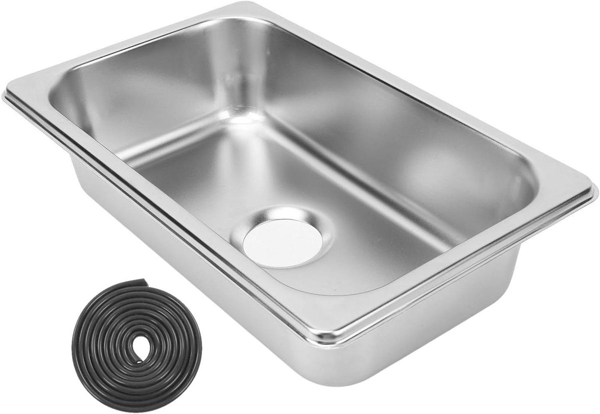 RV spoelbak - Achterwand gootsteen - Keuken en badkamer - Ingebouwde installatie - 26.5x16.2x6.5cm - Zilver