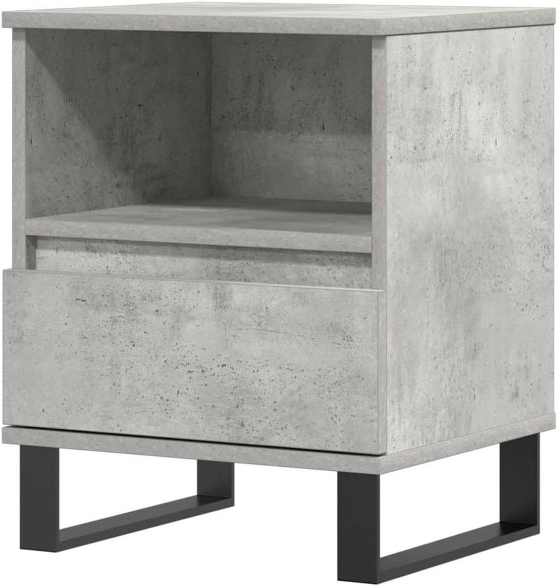 Nachtkastje - Bijzetmeubel Sidetable - Opbergen Kleine Spullen - Met Lade En Open Vak - 40x35x50 cm - Betongrijs