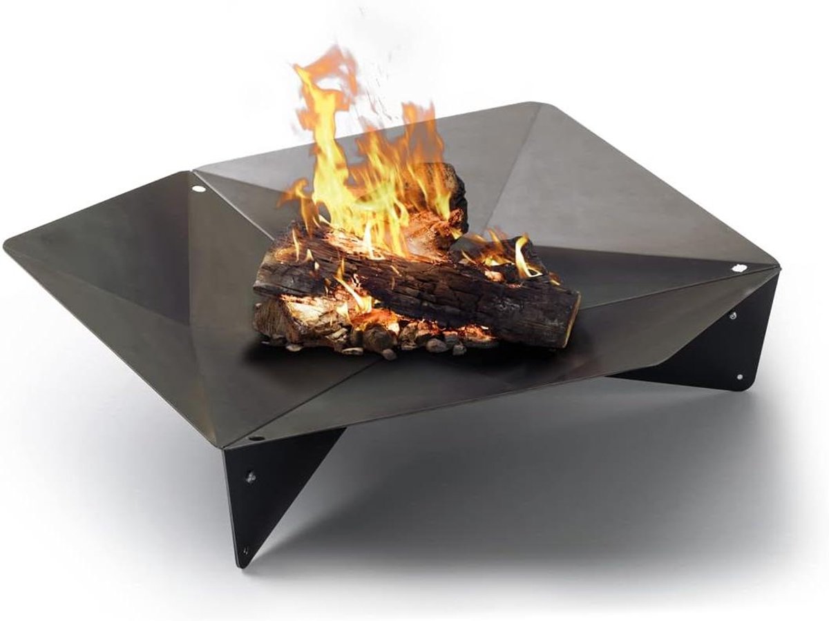 Vuurschaal Grill - Buitenhaard Cortenstaal - Terras Verwarmen - Drie Delen Demontabel - Ø120 cm - Roestkleurig