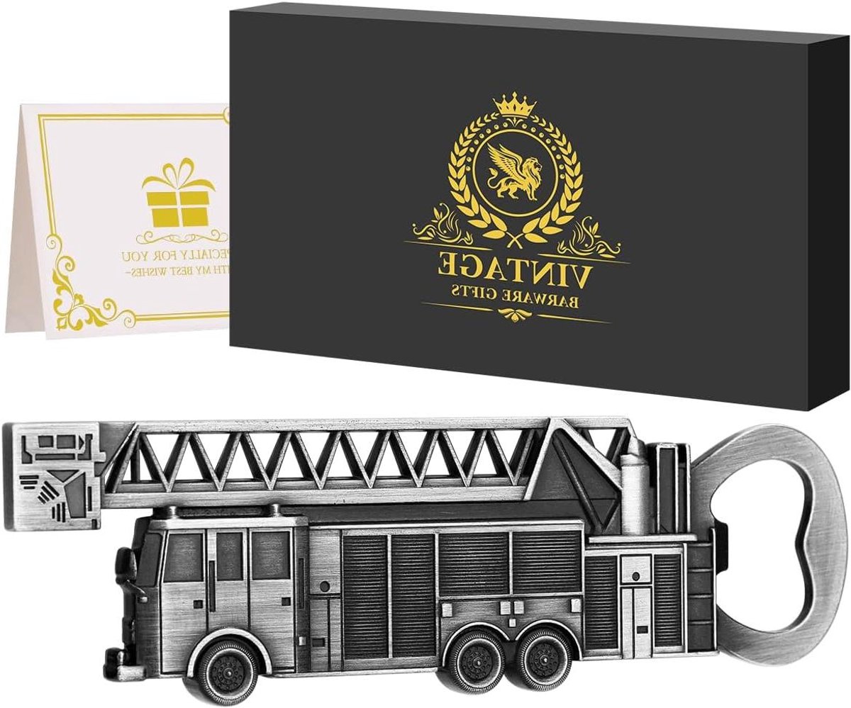 Brandweerwagen Flesopener - Bar Accessoire - Bier Openen - Zinklegering - 16.51 x 8.99 x 2.31 cm - Zilver