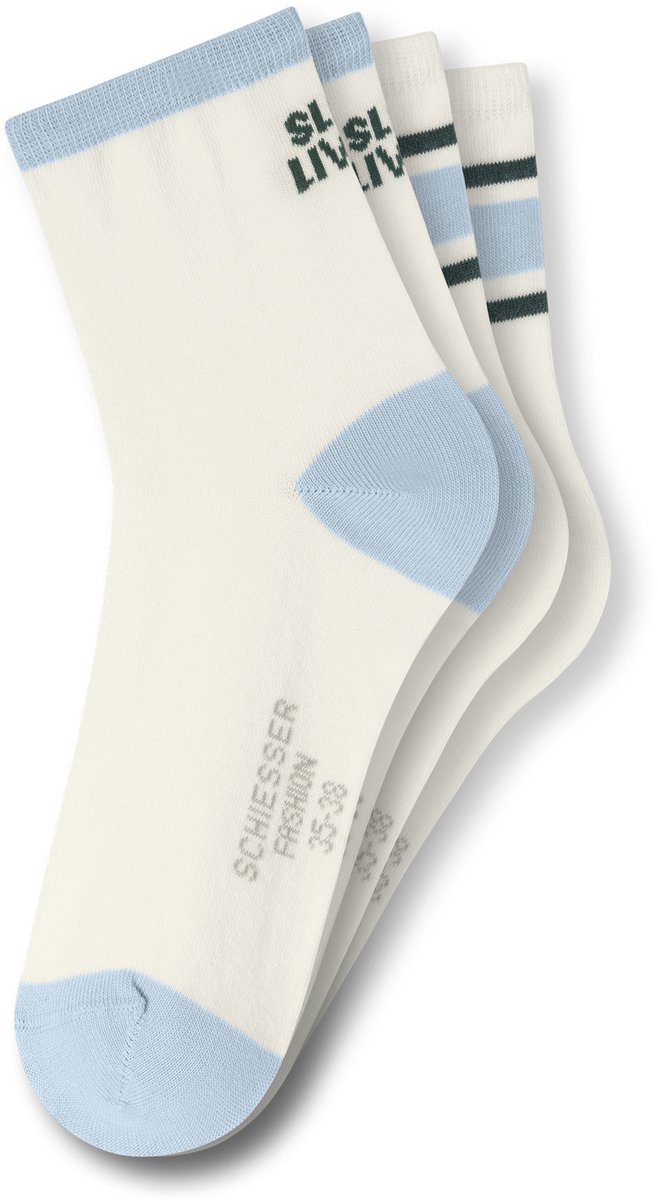 Schiesser dames quartersokken basic stripe wit