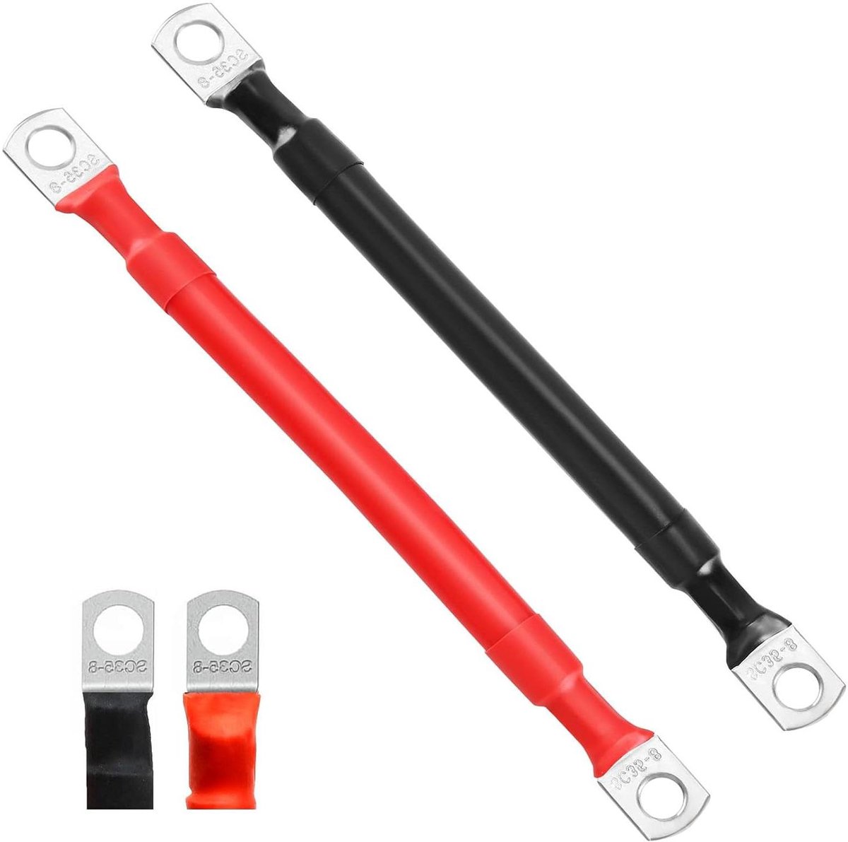Accukabel Set - Batterijkabel Massakabel - Voertuig Verbinding - Pure Koper Geleider - 15 cm - Zwart en Rood