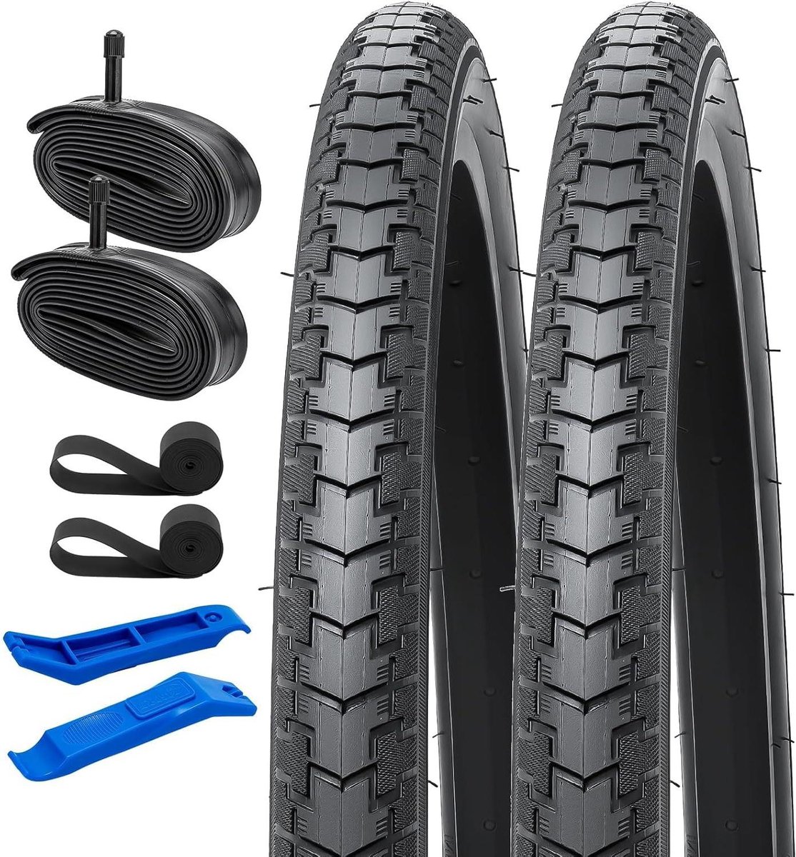 Fietsbanden Binnenbanden Set - Wielset Buitenband - Stadsverkeer - Specifieke Maat 37-540 - 24x1 3/8 - Zwart