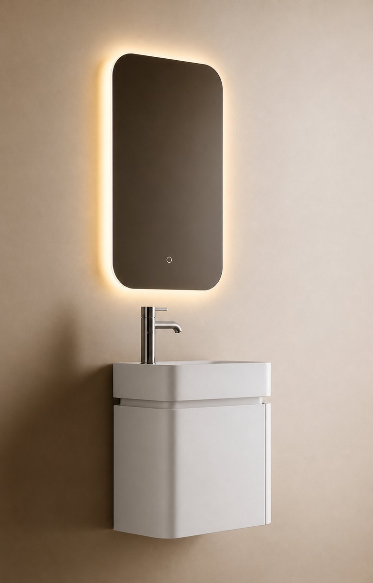 ZIMMER Toiletmeubel Set PHELL II 44x25x38 cm Mat taupe – Incl. Fontein – Fonteinmeubel