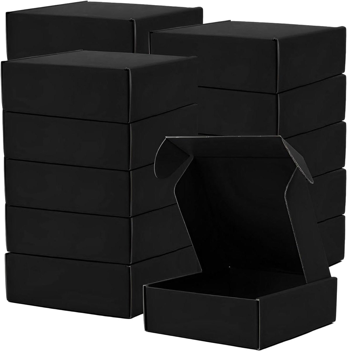 Set van 15 Stevige Zwarte Verzenddozen - 15 x 15 x 5 cm - Compacte Opslag- en Cadeaudoosjes