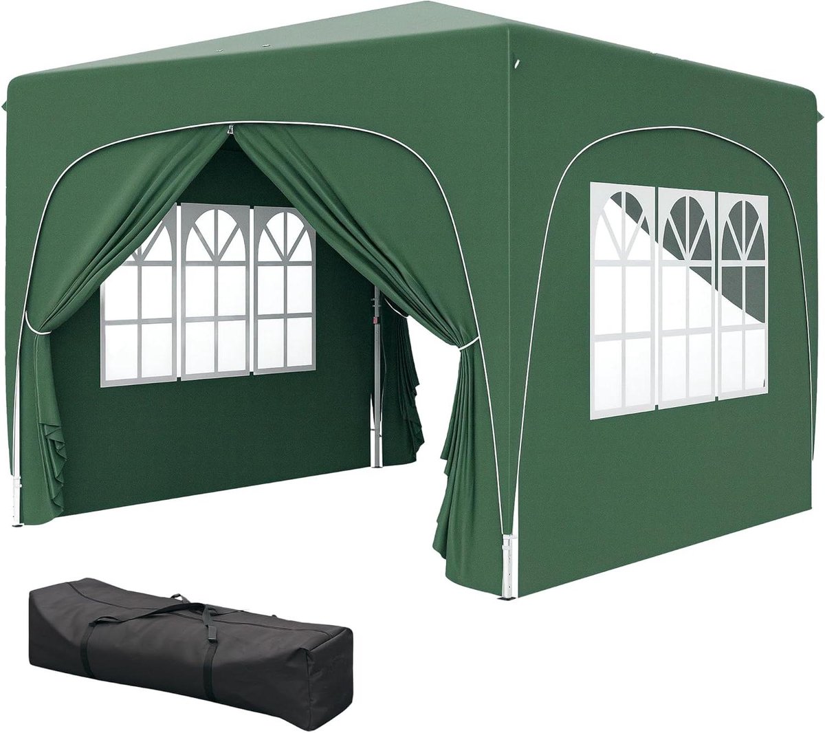 Pop-up Paviljoen - Feesttent Tuin - Buitenfeesten Organiseren - Verstelbare Hoogte - 3 x 3 m - Donkergroen