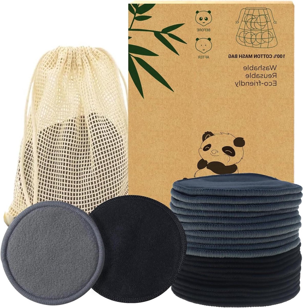 Herbruikbare Make-up Pads - Wasbare Wattenrondes - Gezichtsreiniging - Zacht Bamboe Terry - 20 Stuks - Niet gespecificeerd