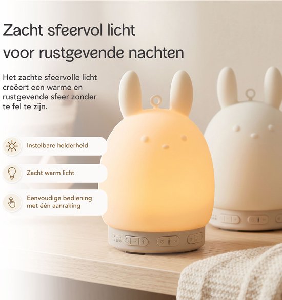 Babje Snoozly White Noise Machine & Nachtlampje - 25 Rustgevende Geluiden - Bluetooth Speaker - Dimbaar LED Nachtlampje - Siliconen - Timer - Oplaadbaar — afbeelding 2