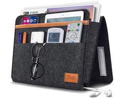 BOTC Bedside Pocket - Bed Organizer Hangend – Vilten Bedside Opbergzak – voor Tablet, Afstandsbediening & Kabels - Donkergrijs