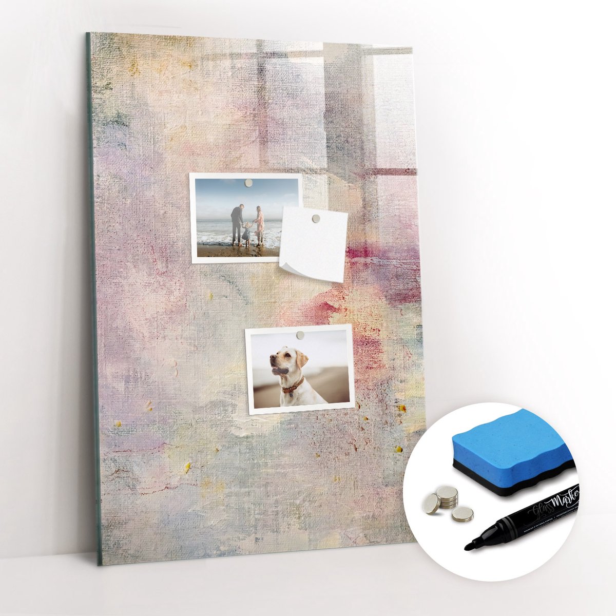 Tulup Whitebord - Verfvlekken - 40 x 60 cm - Veelkleurig Memo Bord - Gratis 5 Sterke Magneten + Whiteboard Marker & Wisser - Stylish Memo Board - Memo Bord - Organiseer Je Bureau