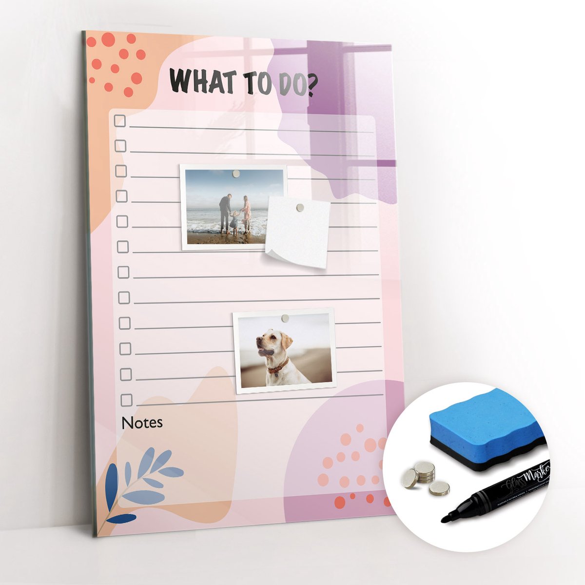 Tulup Whitebord - Wat moet er gedaan worden? - 40 x 60 cm - Roze Magnetisch Memobord - Gratis 5 Sterke Magneten + Whiteboard Marker & Wisser - Stylish Memo Board - Magnetisch Bord - Planning Muur