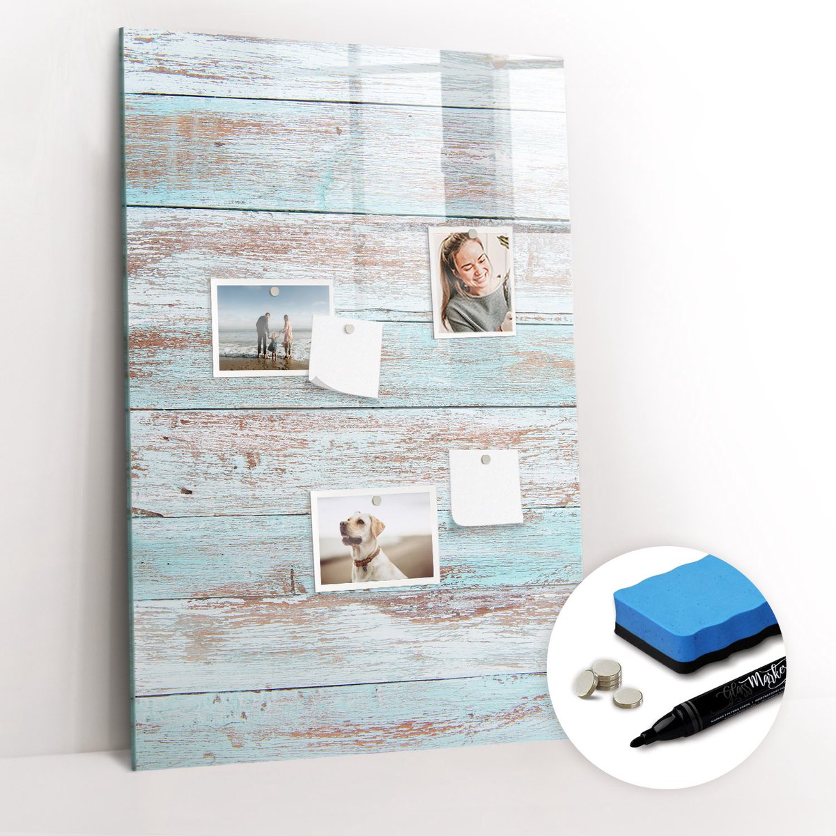 Tulup Whitebord - Pastelkleurige woonkamerpanelen - 60 x 90 cm - Blauw Magneetbord Rechthoekig - Gratis 5 Sterke Magneten + Whiteboard Marker & Wisser - Organizer Muur - Magneetbord Muur - Notitiebord Werkplek
