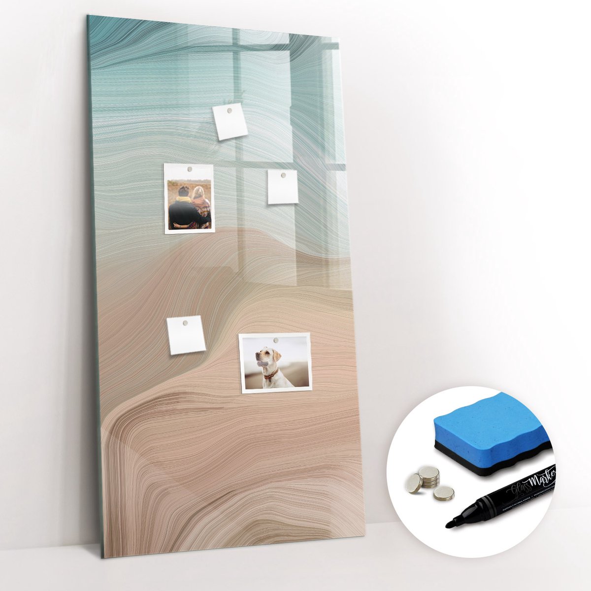 Tulup Whitebord - Kleuren mengen - 60 x 120 cm - Veelkleurig Magnetisch Wandbord - Gratis 5 Sterke Magneten + Whiteboard Marker & Wisser - Moderne Wanddecoratie - Memo Magneetbord - Notitiebord Werkplek