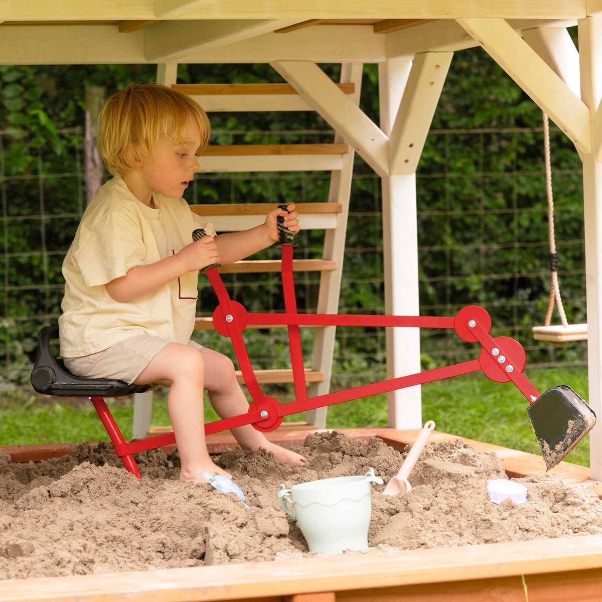 AXI Justin Graafmachine voor Zandbak – Rood/zwart – 360° Draaibare Speelgraafmachine – Stalen Graafmachine voor Kinderen – Zandbak Speelgoed – Vanaf 3 Jaar — afbeelding 5
