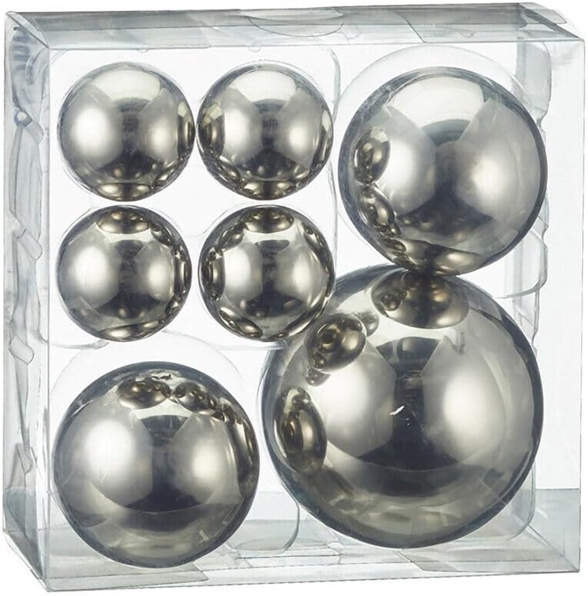 Set van 7 stijlvolle decoratieve ballen in 3 maten, gesorteerde zilveren vijverballen, metalen ballen, tuinballen