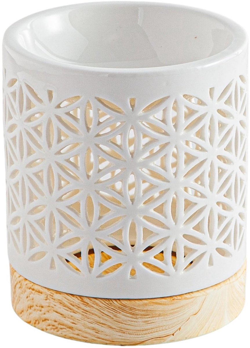 Keramiek Flower of Vie – brander was smelt geurend – handgemaakt object geluksbrenger – eenvoudige aromatherapie – geurverspreider – modern cadeau symbolisch – 50 ml – H 10,5 cm – Zen&#