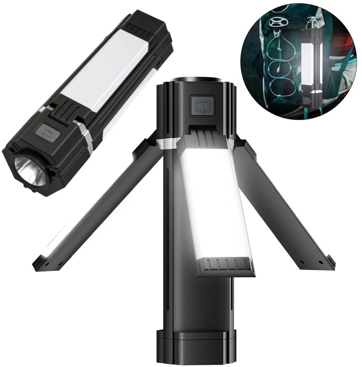 LED-gebyleerd campinglicht, 90-graden rotatie, 3000 mAh campinglampen, oplaadbare zaklamp, opvouwbaar tentlicht, geschikt voor camping-noodsituaties