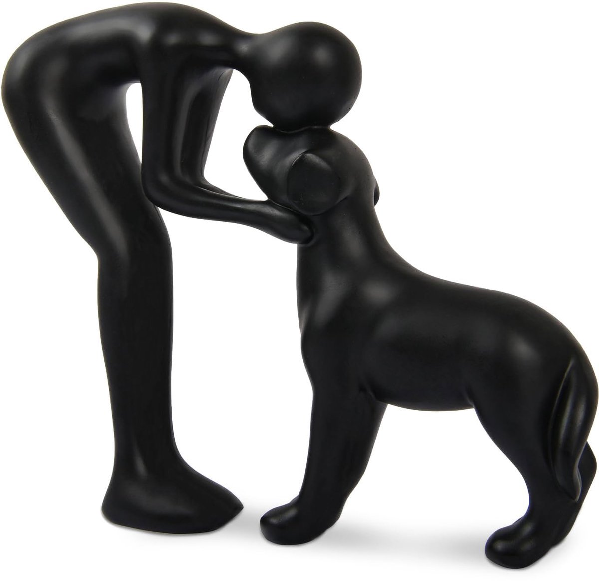 Keramiek Sculptuur 'Man en Hond' – Dierenbeeldje als Gedenkgeschenk voor Huisdieren, Decoratie voor Kantoor, Woonkamer, Slaapkamer