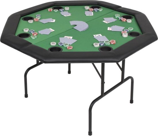 partner huurling Lastig Pokertafel voor 8 spelers (Incl speelkaarten en bewaardoos) achthoekig  inklapbaar... | bol.com