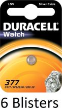 6 Stuks (6 Blisters a 1 st) Duracell 377-376 / G4 / SR626SW watch battery BL075