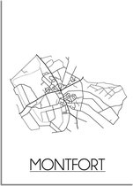 DesignClaud Montfort Plattegrond poster  - A3 + Fotolijst zwart (29,7x42cm)