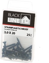Hoenderdaal spaanplaatschroeven - Blackline - Torx-10 - 3.0 x 20 mm - platkop - 25 stuks