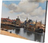Canvasdoek - Schilderij - Gezicht Delft Johannes Vermeer Oude Meesters - Blauw - 40 X 60 Cm
