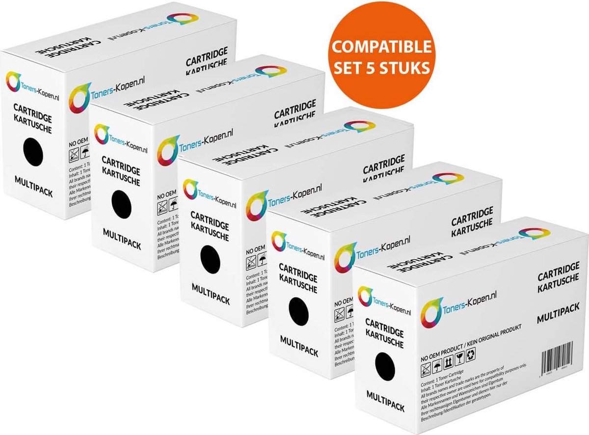 Brother TN-2210,TN-2220,TN-2010 - Toner Zwart 5-pack - 13.000 pagina's totaal - Huismerk Compatible - Geschikt voor Brother DCP-7055 Brother DCP-7055W Brother DCP-7057 Brother DCP-7060D Brother DCP-7060N Brother DCP-7065N Brother DCP-7070DW
