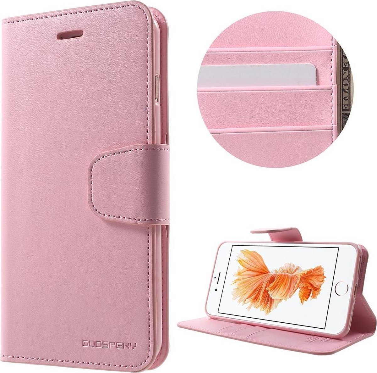 Zacht roze luxe bookcase voor iPhone 7 plus / 8 plus - ROZE - GOOSPERY