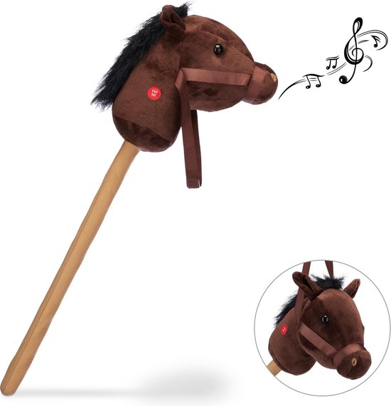 Dalset Uitstekend Reden Relaxdays stokpaard met geluid - stokpaardje - speelgoed paard op stok -  hout - pluche | bol.com
