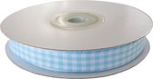 Geruit Lint 22mm (2,2cm) | Lint met Ruitjes | Gingham Plaid | Licht Blauw | Cadeaulint | Geboortelint | Decoratielint | Rol: 22 meter