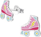 Joy|S - Zilveren rollerskates oorbellen 9 mm Sterling zilver 925 rolschaatsen