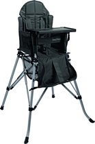 One2Stay Comfort, Opvouwbare Kinderstoel met een comfortabel verstelbare rugleuning, 5 punts veiligheidsgordel en afneembaar eetplateau-Zwart