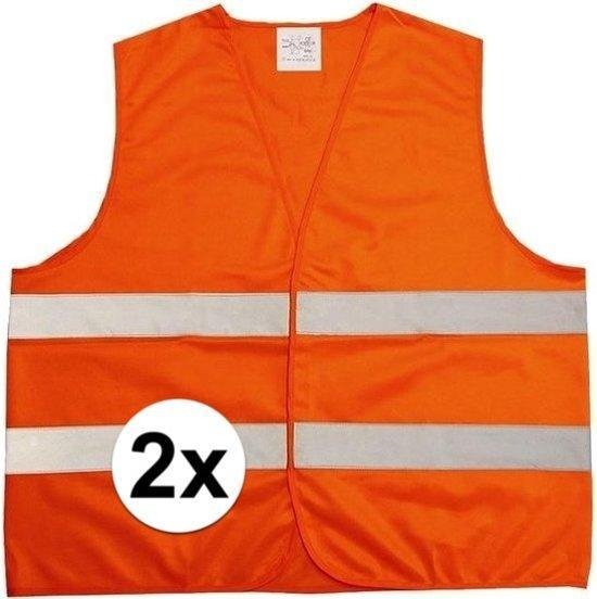2 Stuks ! Fluorescerend Oranje Reflecterend Wegenbouw Veiligheidsvest - One size fits all | Fluorescerend | Veiligheids Vest | Veiligheidshesje | Wegwerkersvest | Werkkleding | Hesje voor Klussen | Veiligheid | Pech | BHV | Fluor |