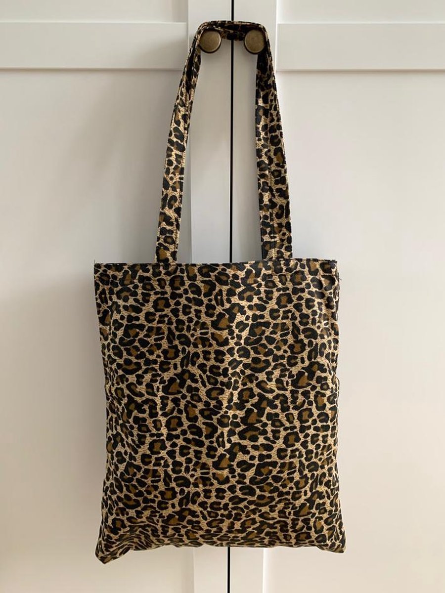 Tote bag / Cotton bag / canvas tas luxe panterprint / leopard look - Met  ritssluiting... | bol.com