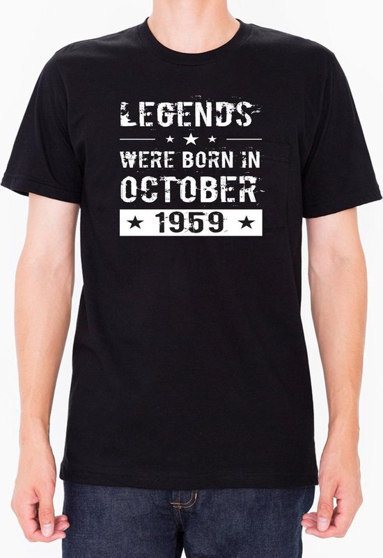 mijncadeautje T-shirt - unisex - Legends were born in - maand en jaartal naar keuze - cadeautip - zwart - maat 3XL