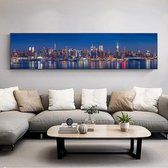 Canvas Schilderij 40x160cm * Skyline Van New York * - Kunst aan je Muur - Realistisch - Kleur - 40 x 160 cm