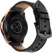 PU Lederen Horloge Band Geschikt Voor Samsung Galaxy Watch 42 MM - Armband Polsband / Strap / Sportband - Zwart