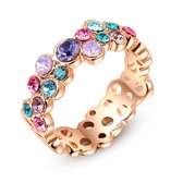 Roxi  Multi color Austrian crystal  3x 18K roze goud vergulde ring maat 53, diameter 17mm