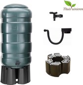 Regenton Voordeelset 250liter - Rechthoekig - Groen- Inc standaard + vulautomaat 63-100mm