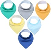 JillyBee - Slab - Slabbetje - Slabber - Bandana - 6pack - Blauw - Grijs - Groen - Geel