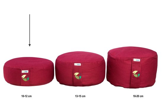 Meditatiekussen eco Bordeaux rond laag 10-12cm - Ecoyogi - Yoga kussen - GOTS gecertificeerd van Ecoyogi — afbeelding 5