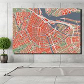 Canvas Schilderij * Binnenstad Amsterdam Centrum * - Kunst aan je Muur - Modern - kleur - 70 x 100 cm