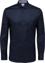 Selected Homme Heren Overhemd Oxford Navy Grijs Ruiten Contrast Slim Fit - XL