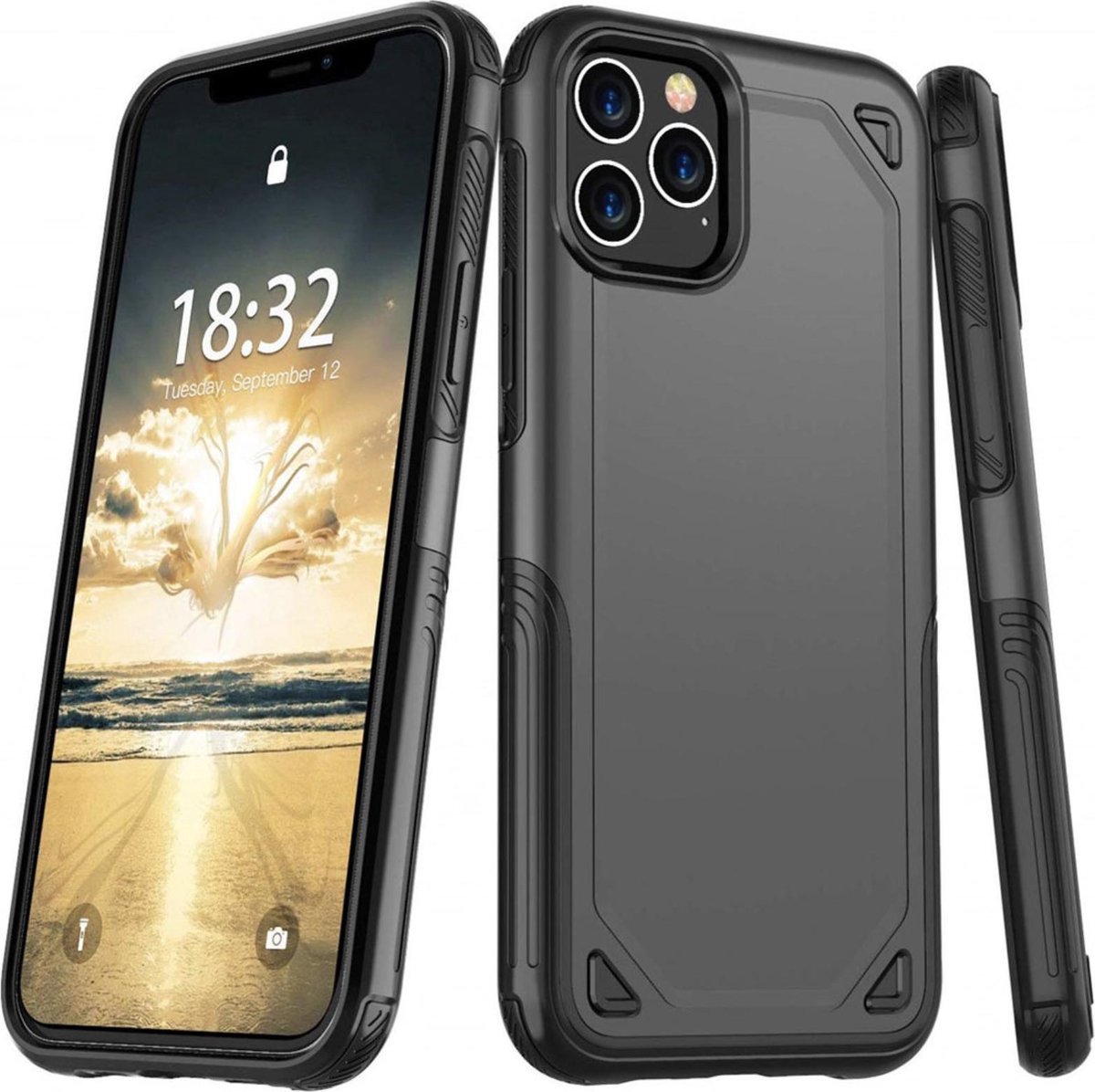 Luxe Armor Back cover voor Apple iPhone 11 Pro - Zwart - Armor - Shockproof