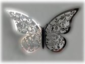 3D Zilveren Muurstickers - Elegante Set van 12 Vlinderstickers in 3 Maten - Wand decor - Kamer versiering - 3D vlinders