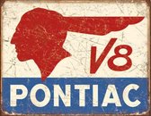 Pontiac V8.  Metalen wandbord 31,5 cm  x 40,5 cm..