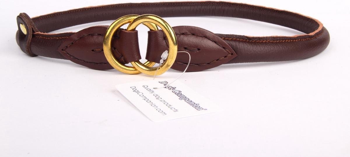 Bol.com Dog's Companion Leren Sliphalsband - Lengte: 50 cm x 8 mm - Messing - Bruin aanbieding